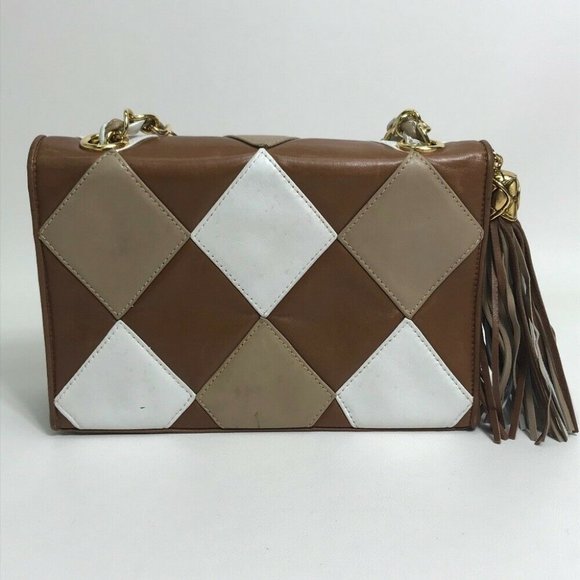 Authentic CHANEL CC Mark Diamond Patchwork Fringe tassel Shoulder Bag Hand Bag - Picture 2 of 8